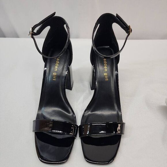 Madden Girl STAR Block Heel Platform Sandal Ankle Strap Square Toe Black Size 8 - Picture 6 of 9